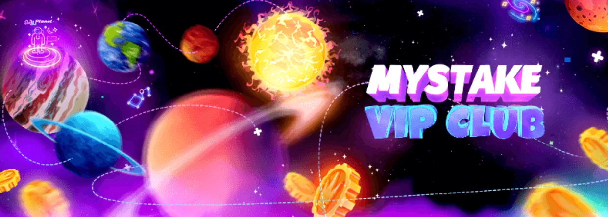 Mystake Casino con VIP Club y diseño espacial con planetas y recompensas